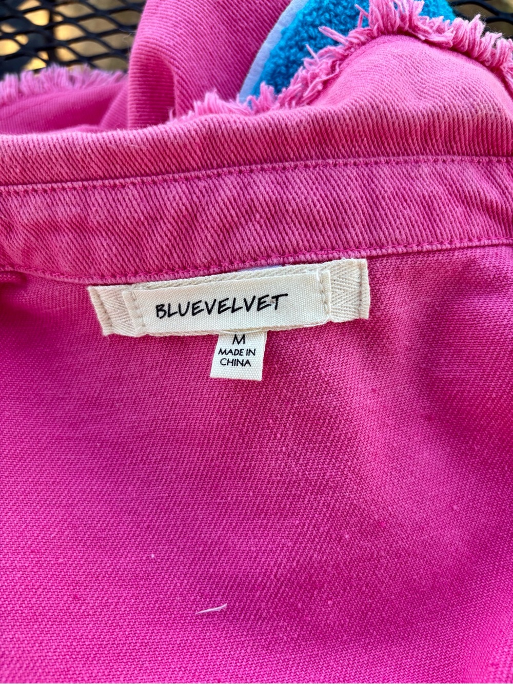 Hot Pink Frayed 'PEACE’ Denim Jacket - Picture 5 of 5